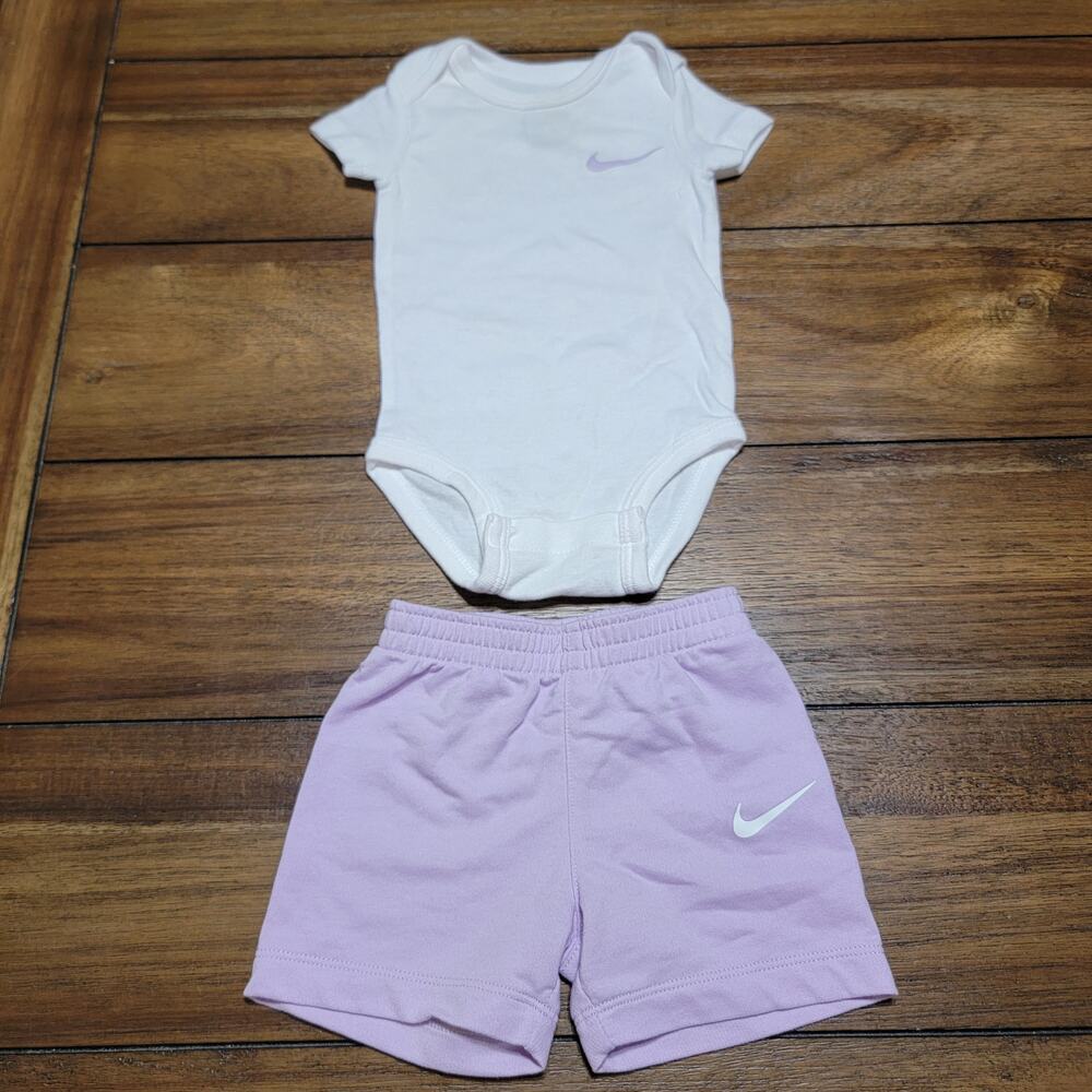 2 Pc. Nike Infant Bodysuit & Matching Purple Shorts - Size 6M
